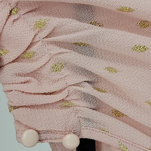 JUICY COUTURE Dress Midi Pink Gold Peachskin Foiled Cinched Halter Medium Sz XS - Picture 11 of 12